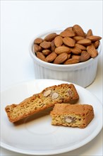 Cantucci and bowl of almonds