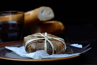 Banon goat cheese wrapped in chestnut leaves