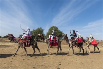 Colourful camel riders at a Tribal festival