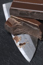 Block chocolate in pieces