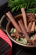 Christmas spices in bowl