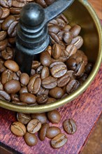 Coffee beans in a coffee mill