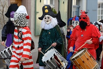 Fasnacht group with drums and flutes