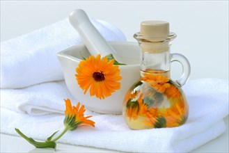 Calendula oil in bottle