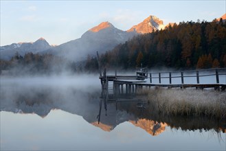 Morning atmosphere at Lake Staz near St. Moritz
