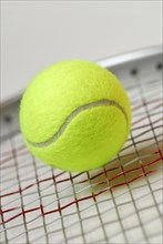 Tennis ball on racket