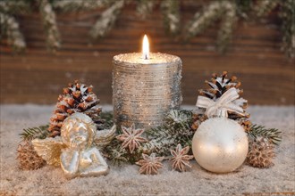 Natural Christmas decoration with candle