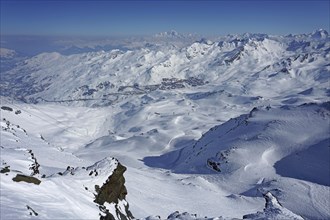 View from the top of Cime de Caron over the ski area of Val Thores