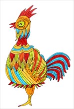 Painted colorful cock