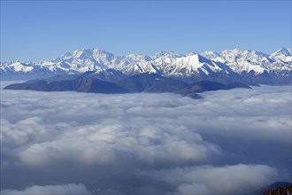 Monte Rosa massif rises above sea of clouds