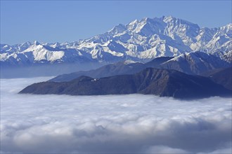 Monte Rosa massif rises above sea of clouds