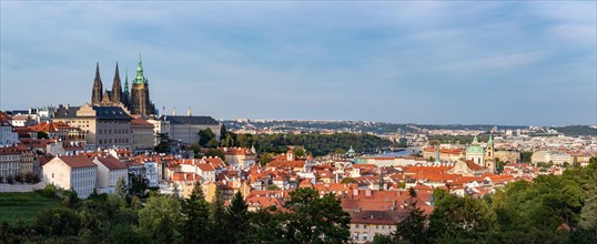 Panoramic view of Prague Castle and the Old Town from Petrin Hill