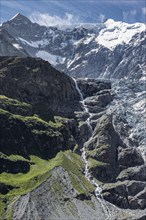 Glacier Grindelwald-Fieschergletscher and summit of Walcherhorn