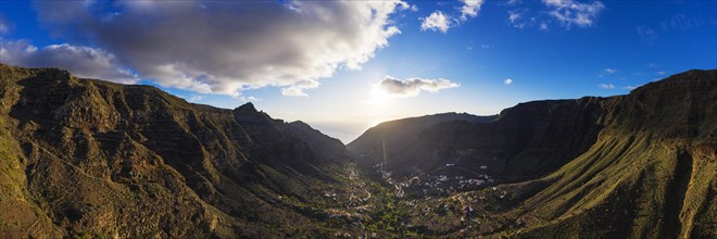 Panorama of Valle Gran Rey in the evening light