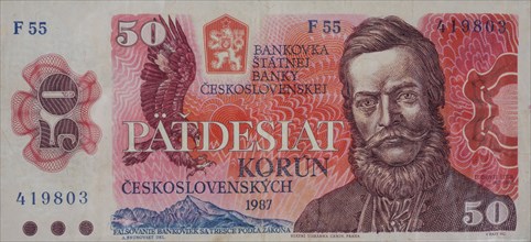 Old Slovak 50 Korun banknote with portrait of Ludovit Stur