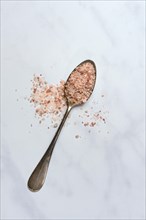 Natural salt on a spoon