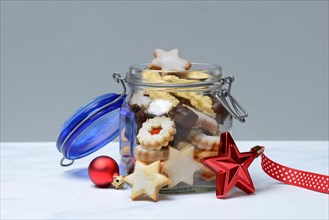 Glass container with Christmas cookies