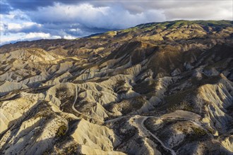 Bare ridges of eroded sandstone in the Tabernas Desert