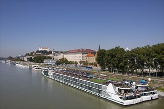 Cruise ship pier with view to Bratislava Castle