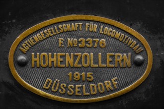 Old sign locomotive construction Hohenzollern