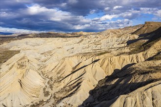 Bare ridges of eroded sandstone in the Tabernas Desert