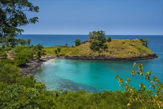 The turquoise waters of Lagoa Azul in northern Sao Tome