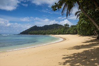 Beach Praia Cabana in the south coast of Sao Tome