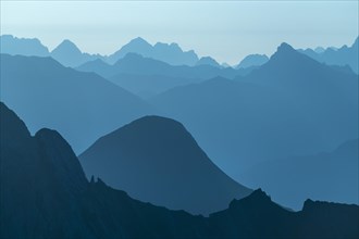 Blue hour with peaks of the Allgaeu Alps