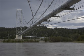 Trans-Alaska oil pipeline spans the Tanana River near Delta Junction