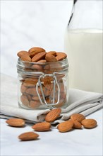 Almonds in glass jar