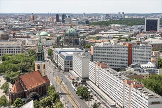 View of St. Marienkirche and Berlin Cathedral with federal highway