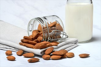 Almonds in glass jar