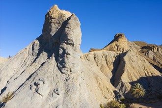 Bare ridges of eroded sandstone in the Tabernas Desert