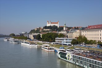 Cruise ship pier with view to Bratislava Castle