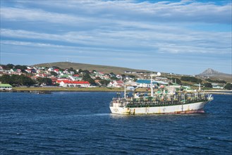 Chinese squid trawler in Stanley capital of the Falklands