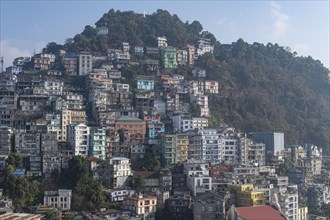 Overlook over the houses perched on he hills in Aizawl