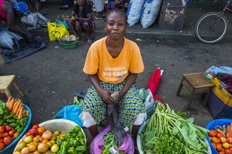 Market women in the Central Market in the city of Sao Tome