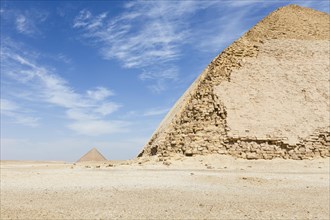 The bent pyramid with the red pyramid in the distance