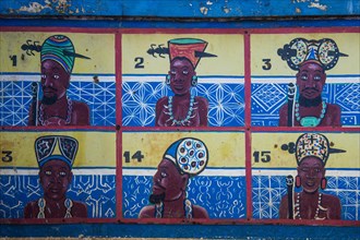 Paintings of the former sulatans on the palace of the Sultan of Bamun at Foumban