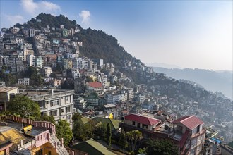 Overlook over the houses perched on he hills in Aizawl