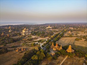 Aerial of the temples of Bagan