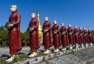 Monk statues lining up