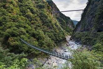 Hanging bridge in the Taroko gorge