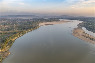 Aerial of the Irrawaddy river in Myitkyina