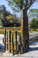 Old rockets as a fence in the Shanhou Folk Culture Village