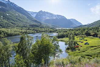 Camping site by the lake Litlvatnet in the Innerdalen high valley
