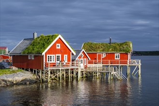 Traditional red stilt houses