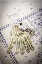 House keys on architects drawings