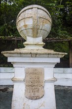 Monument for the center of the earth where the zero meridian and the equator meet