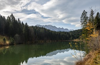 Mountains and forest reflected in the lake